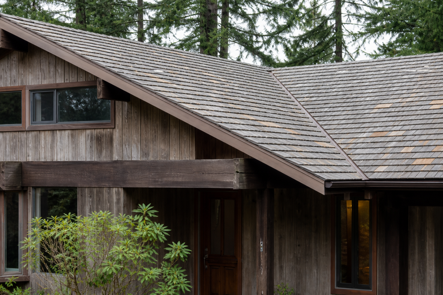 Matching repair or completion detail after work on a roofing scenario typical of North Vancouver post-and-beam homes