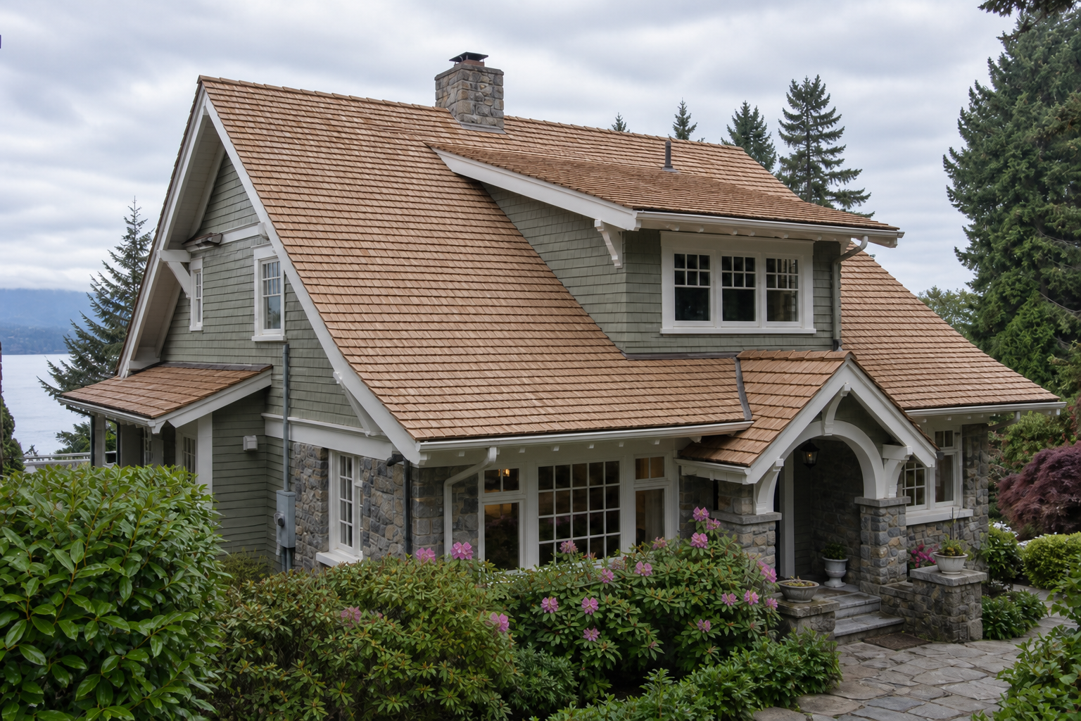Matching eave or secondary detail after work on a roofing scenario typical of West Vancouver craftsman homes