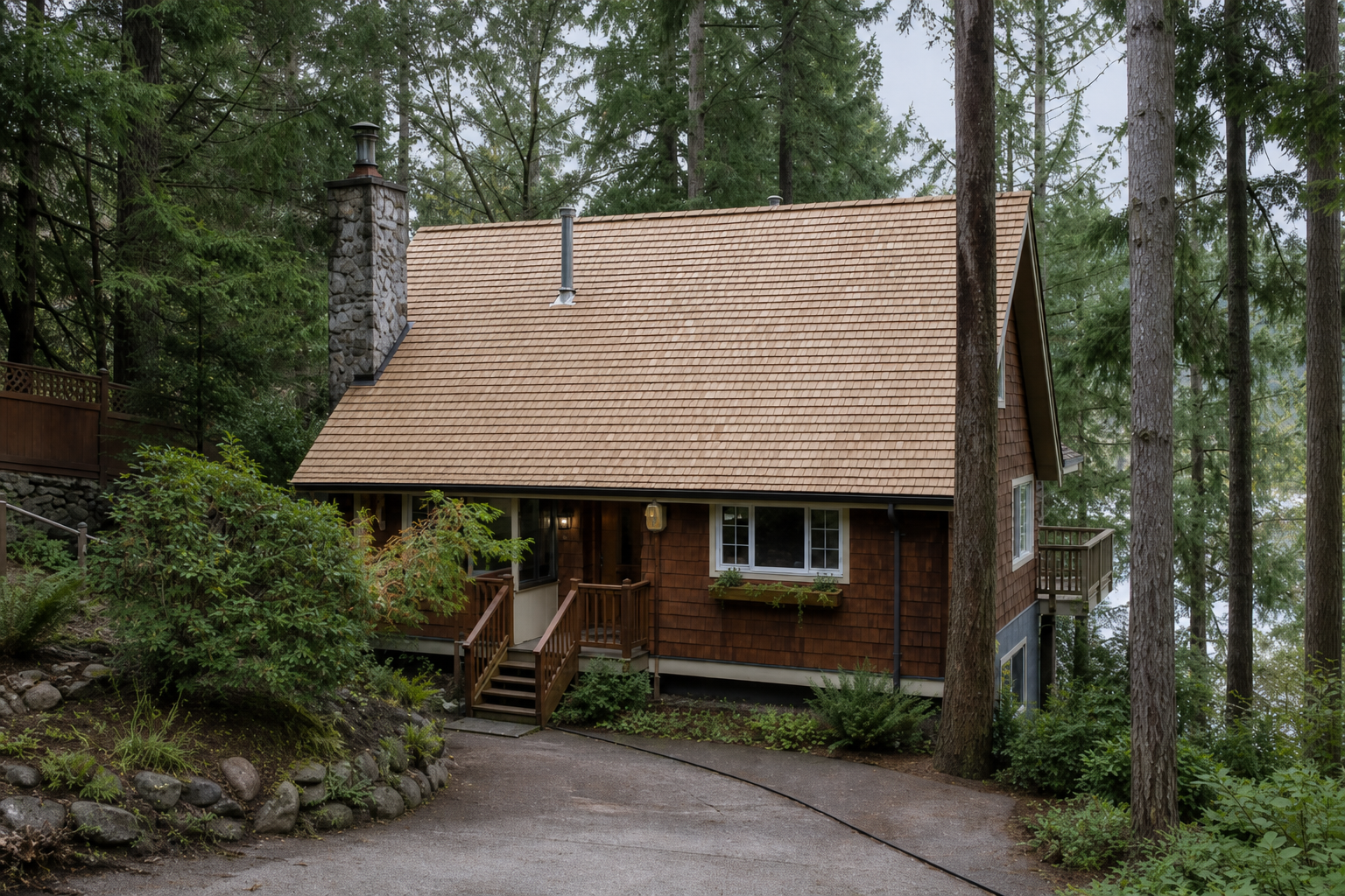 Matching eave or secondary detail after work on a roofing scenario typical of North Vancouver Deep Cove cottages