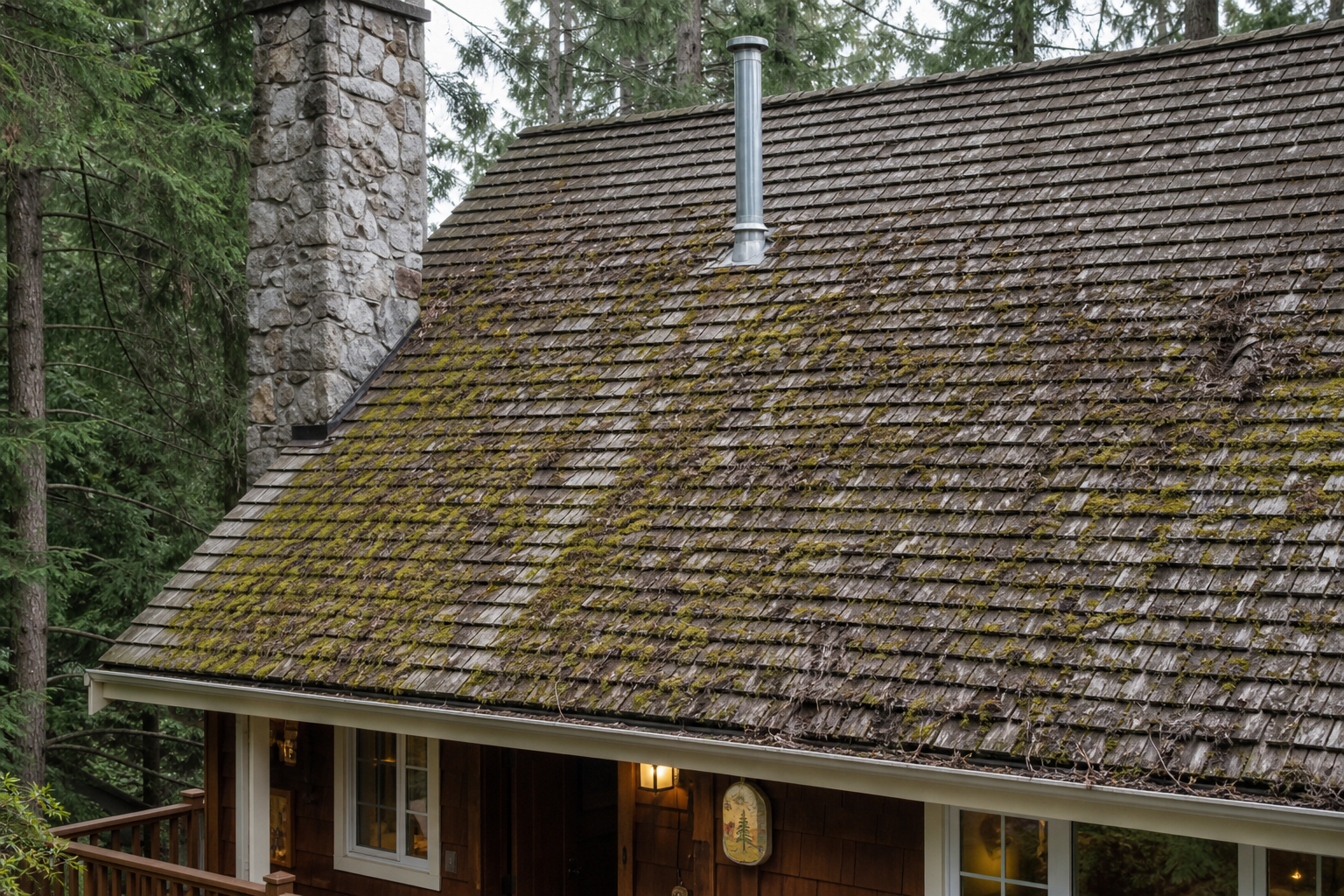 Tight technical failure detail before work on a roofing scenario typical of North Vancouver Deep Cove cottages
