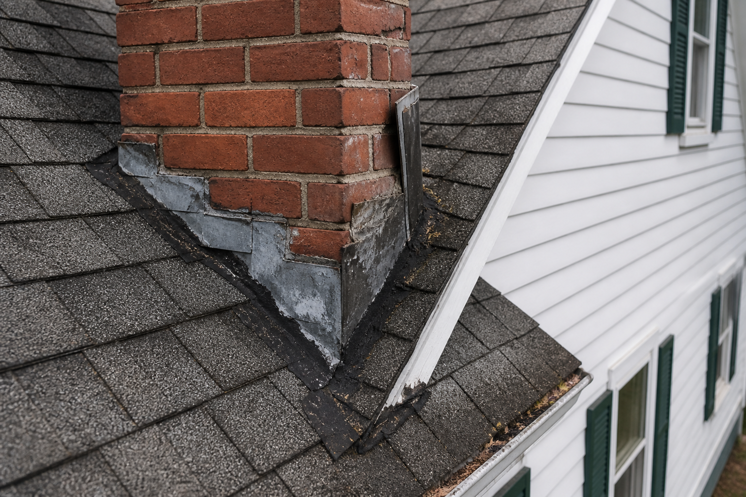 Primary problem-area detail before work on a roofing scenario typical of New Westminster heritage bungalows