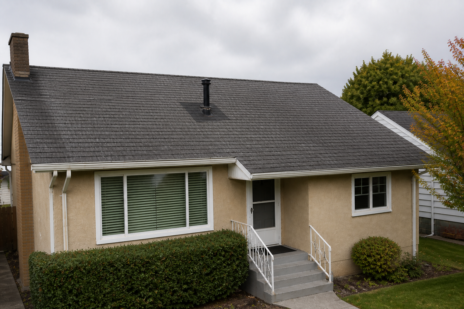 Matching alternate angle after work on a roofing scenario typical of East Vancouver bungalows