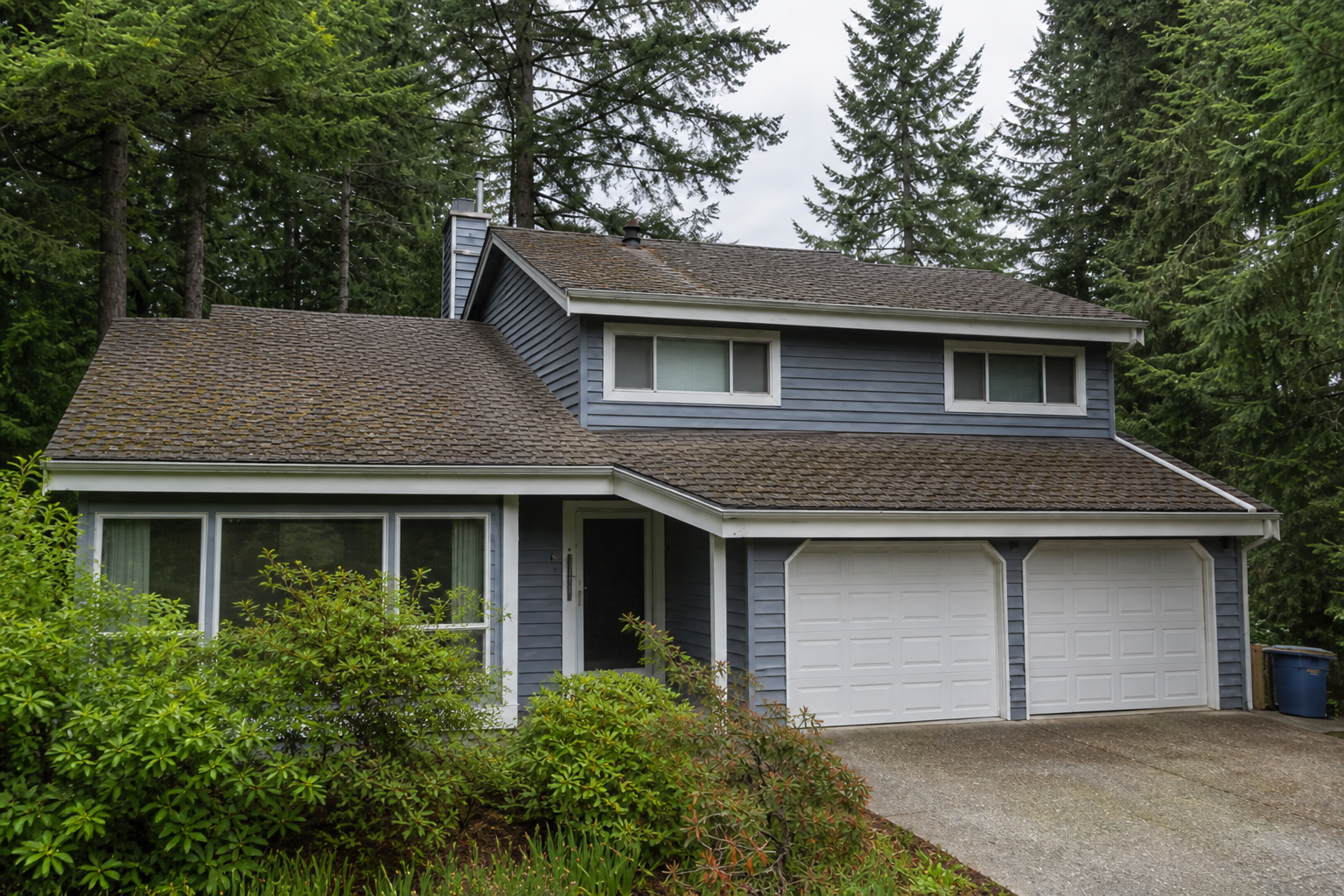 Establishing property view after work on a roofing scenario typical of North Vancouver two-storey homes