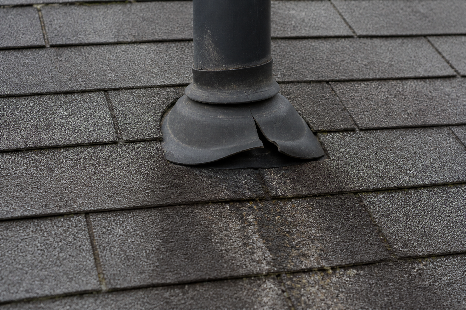 Tight technical failure detail before work on a roofing scenario typical of Vancouver east-side homes
