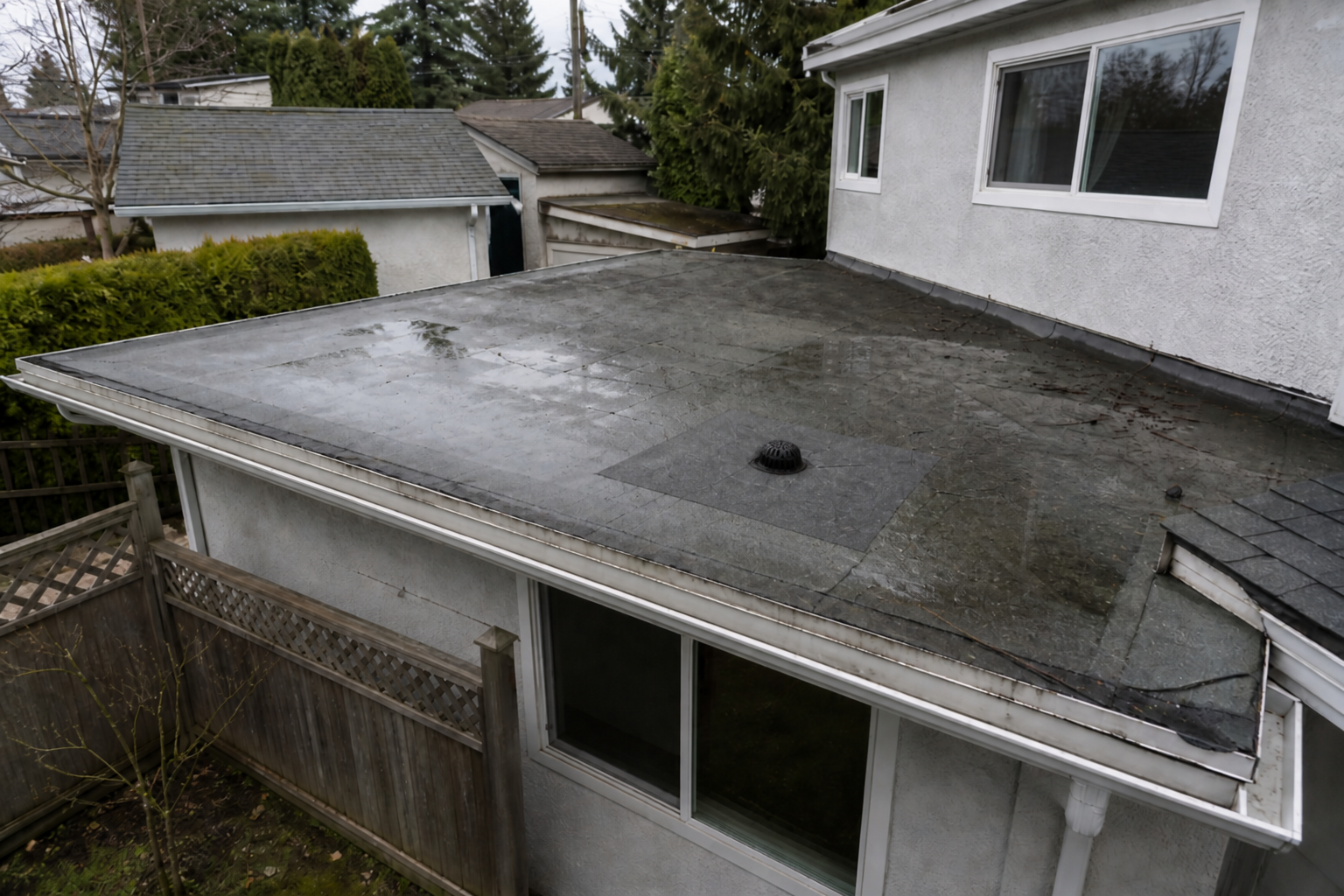 Establishing property view after work on a roofing scenario typical of Richmond rear additions