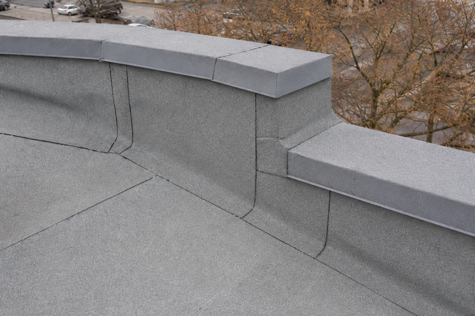 Matching repair or completion detail after work on a roofing scenario typical of Burnaby commercial/strata roofs