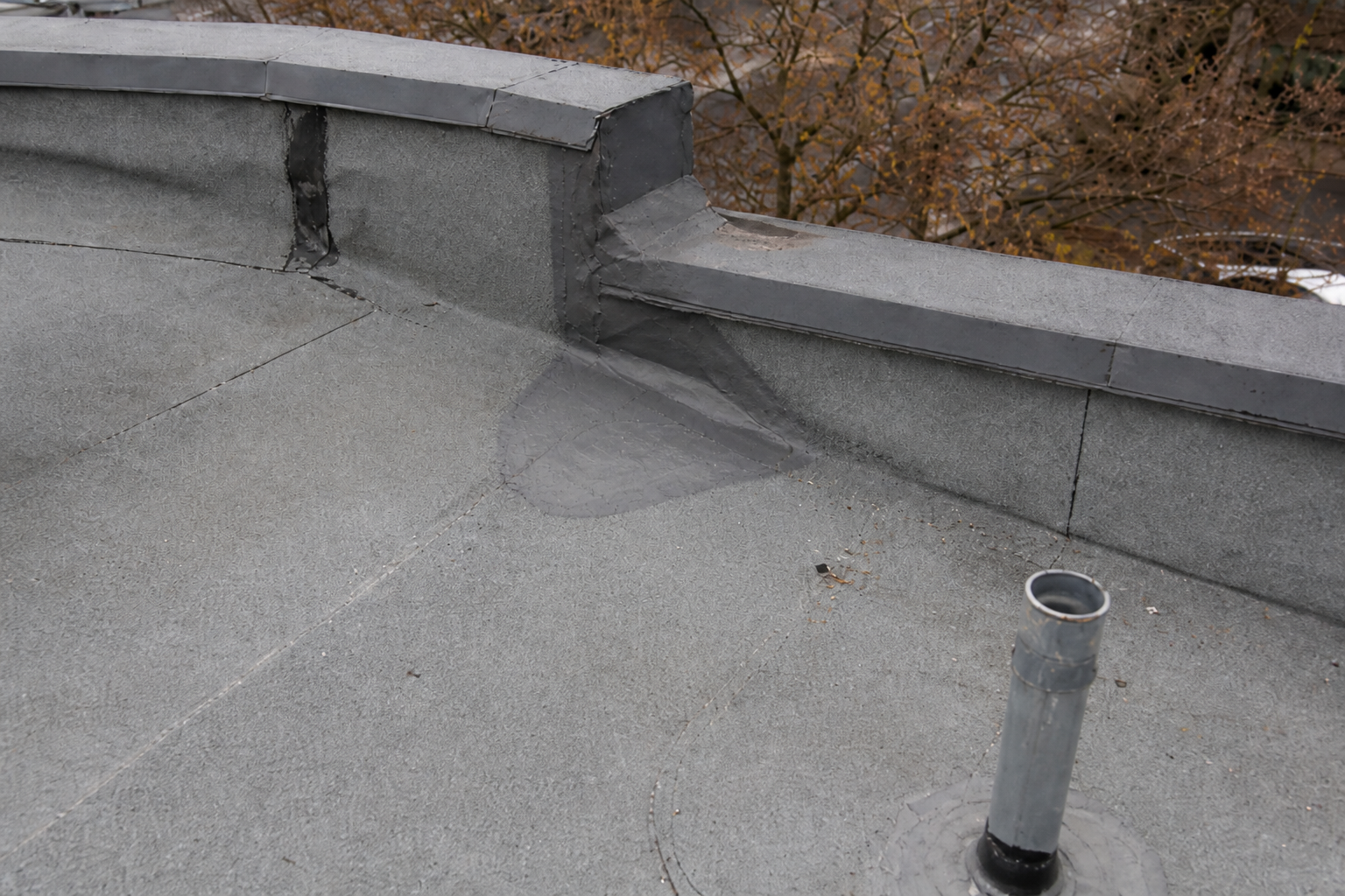 Matching eave or secondary detail after work on a roofing scenario typical of Burnaby commercial/strata roofs