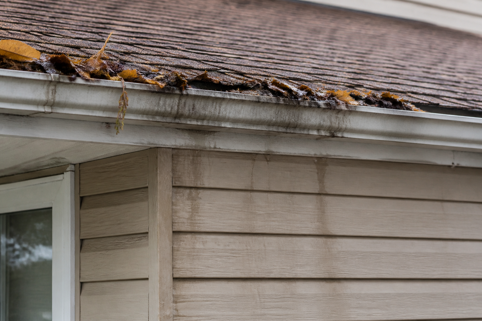 Eave, gutter, or secondary consequence detail before work on a roofing scenario typical of Port Coquitlam homes