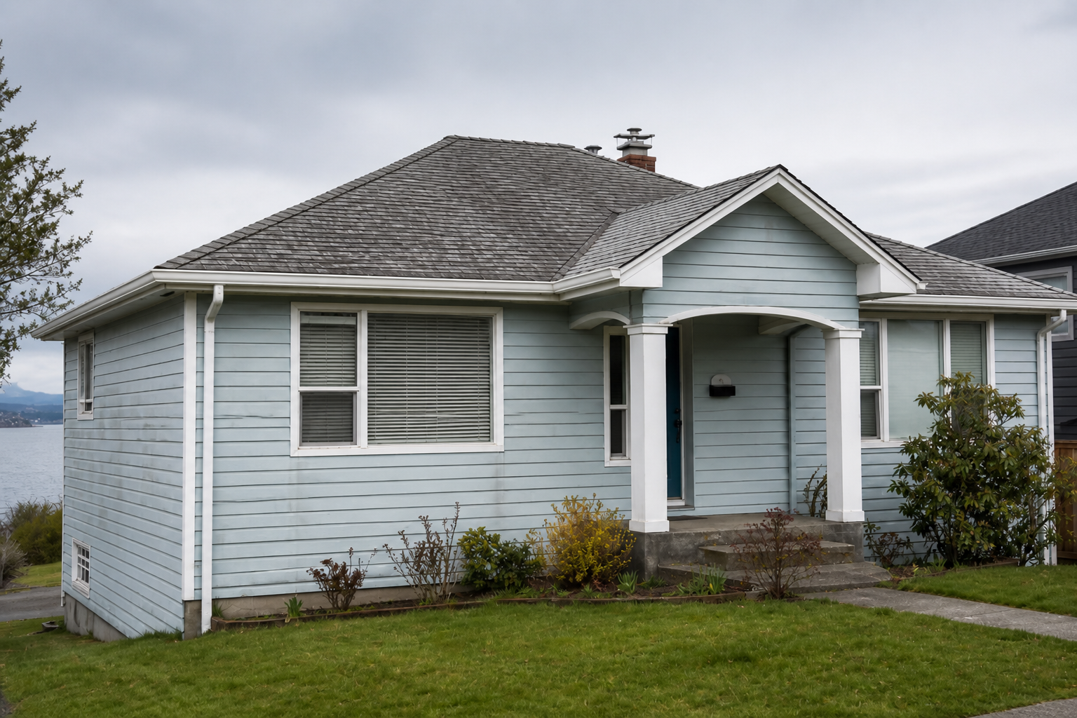 Establishing property view after work on a roofing scenario typical of White Rock coastal homes