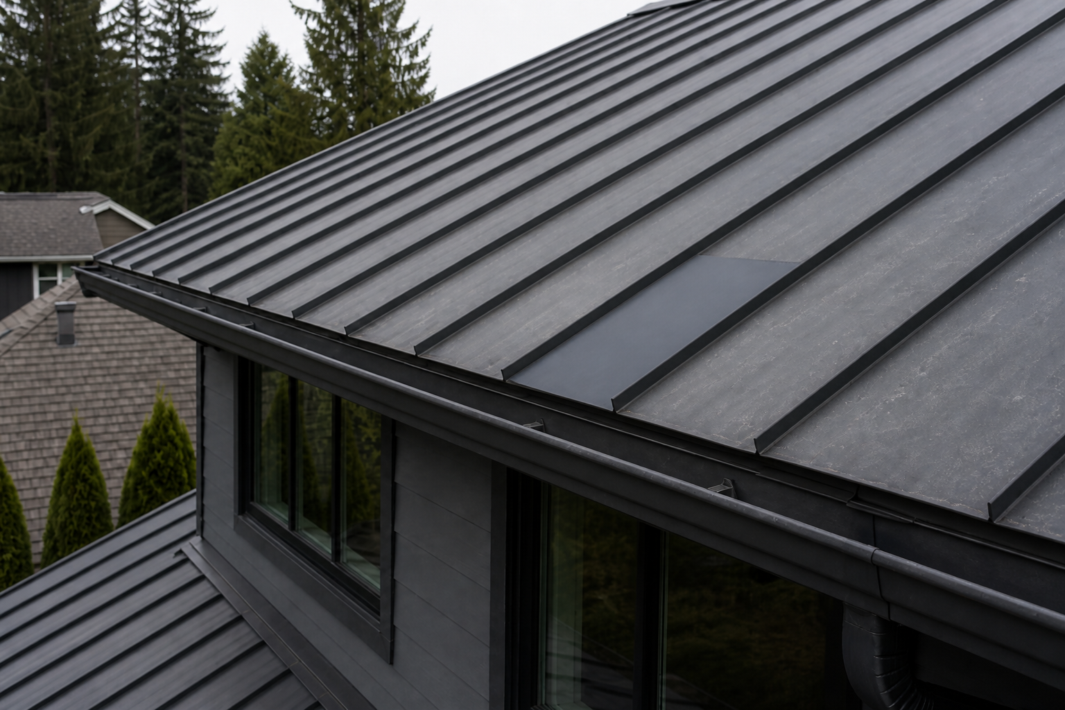 Matching eave or secondary detail after work on a roofing scenario typical of Port Moody contemporary homes