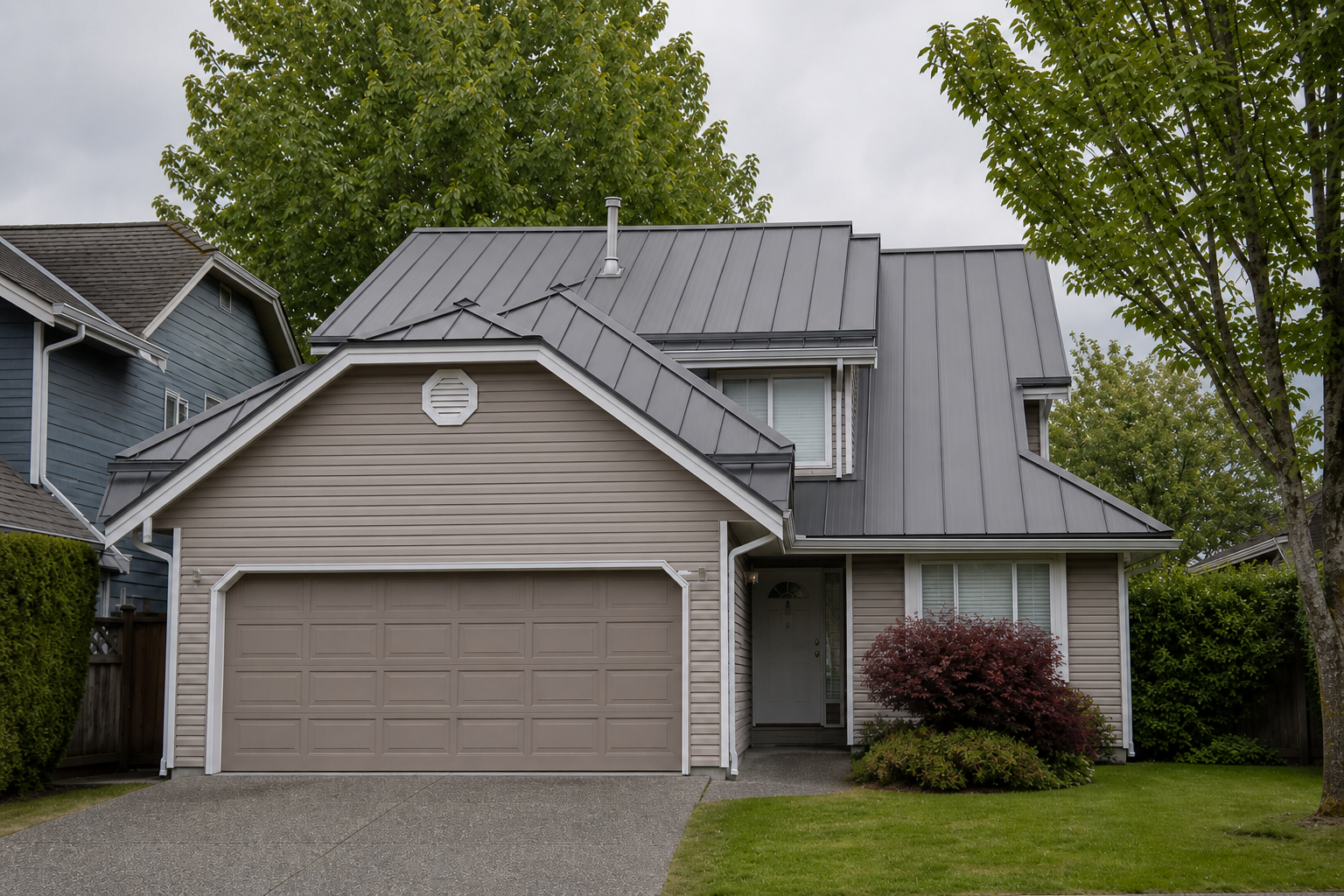 Establishing property view after work on a roofing scenario typical of Coquitlam family homes