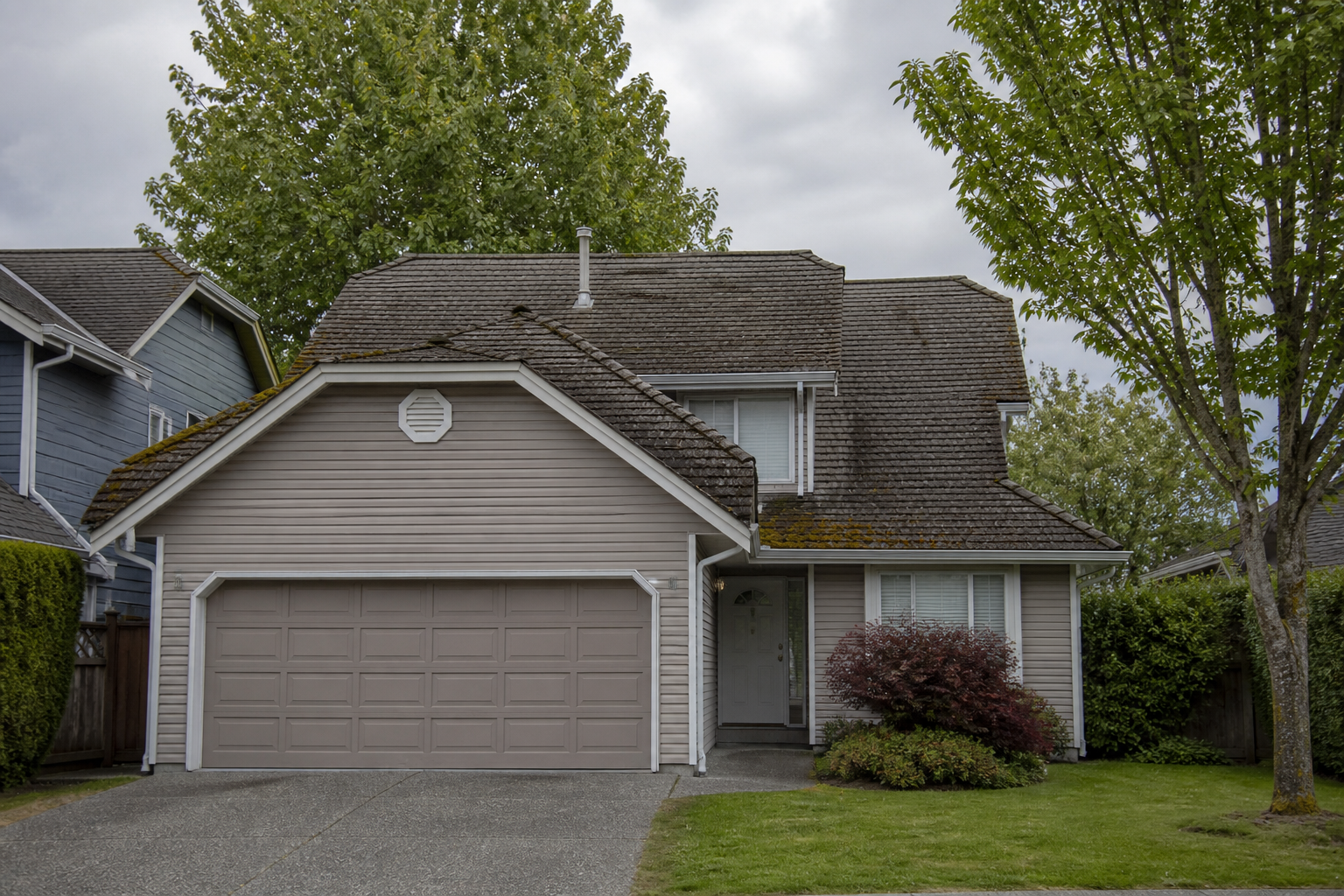 Establishing property view before work on a roofing scenario typical of Coquitlam family homes