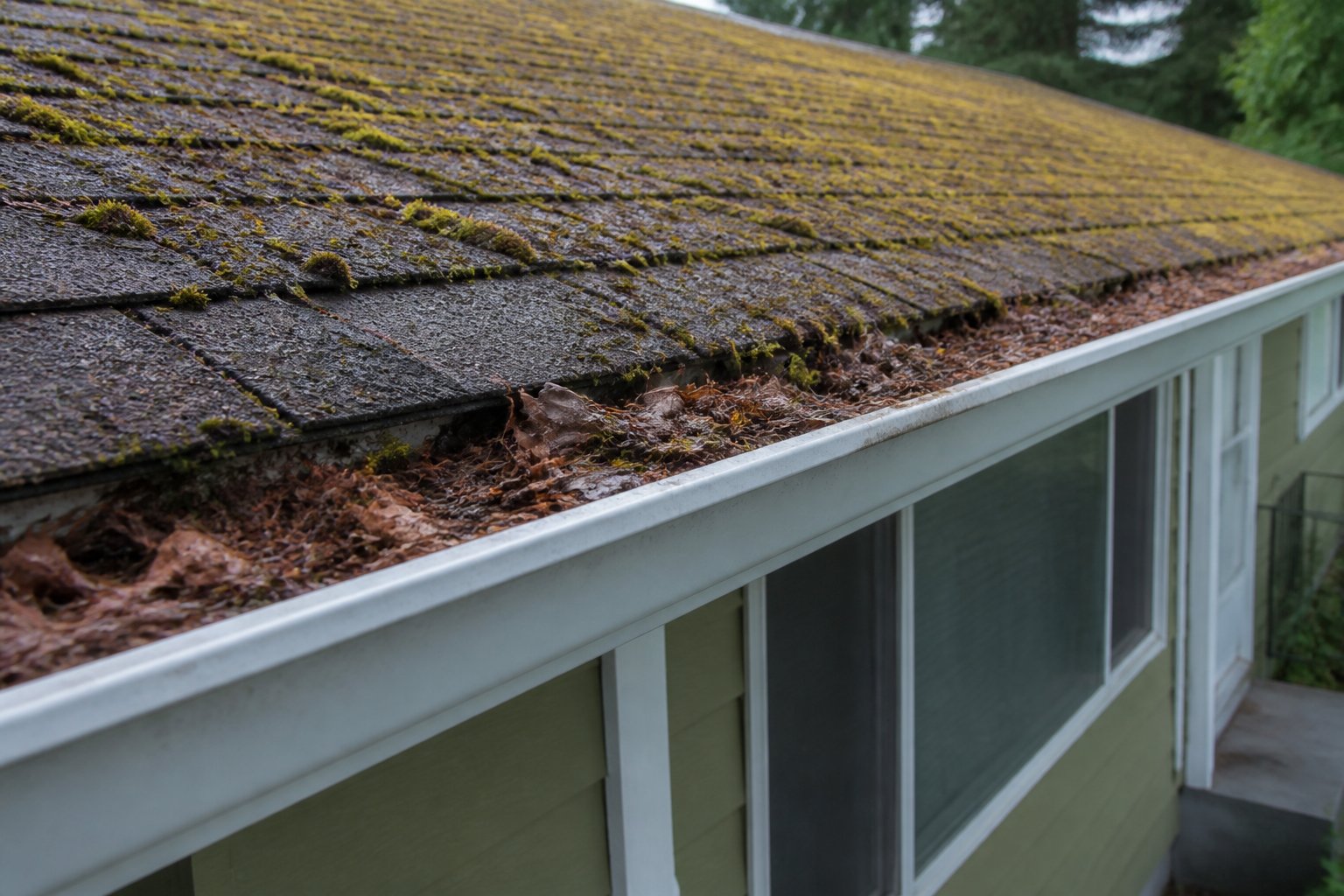 Eave, gutter, or secondary consequence detail before work on a roofing scenario typical of West Coquitlam ranchers
