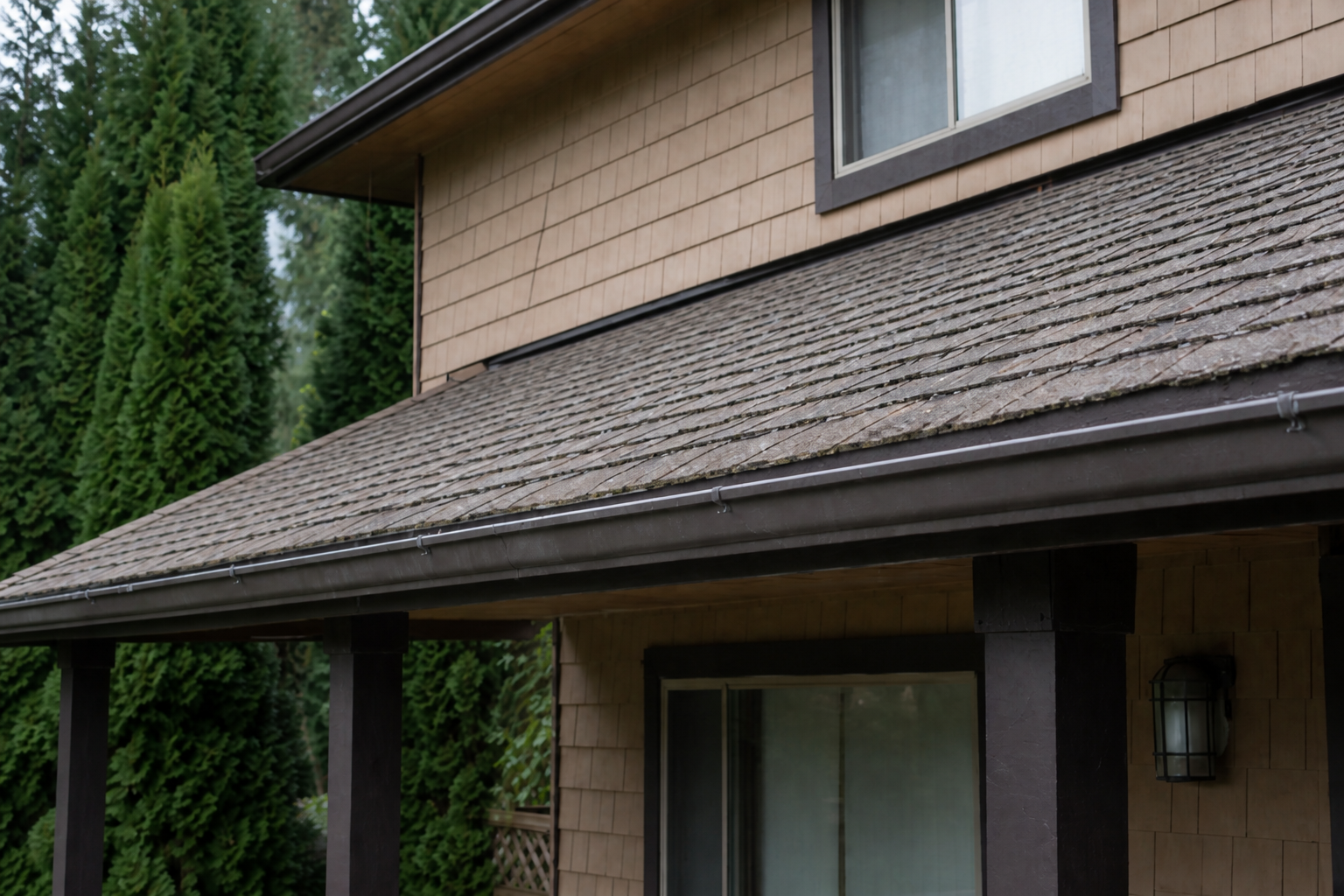 Matching repair or completion detail after work on a roofing scenario typical of Maple Ridge forest-edge homes