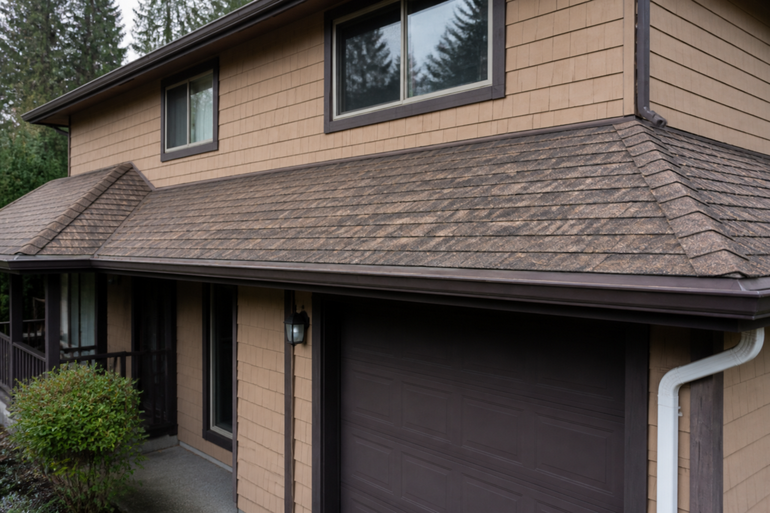 Matching eave or secondary detail after work on a roofing scenario typical of Maple Ridge forest-edge homes
