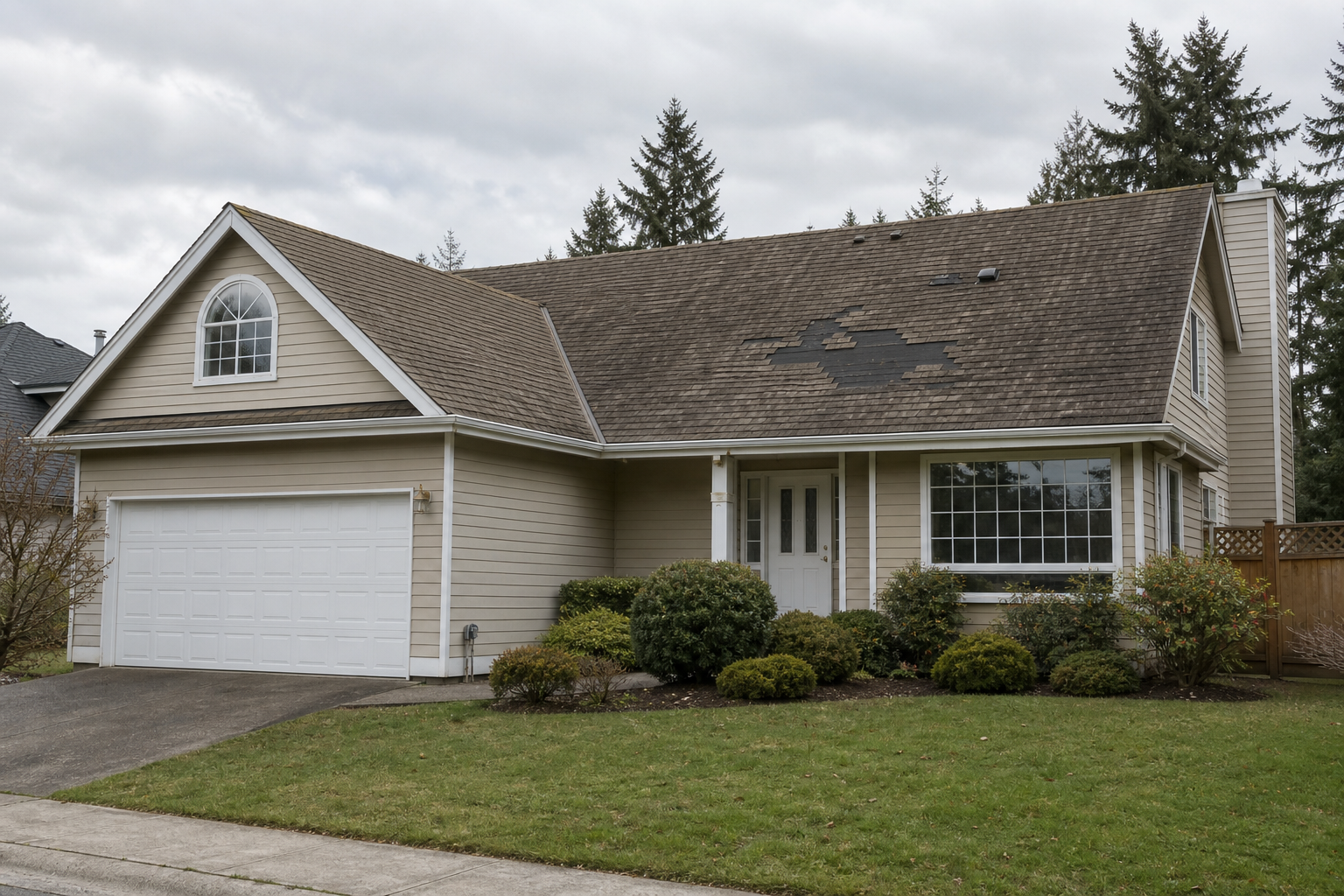 Establishing property view before work on a roofing scenario typical of Coquitlam 1990s homes