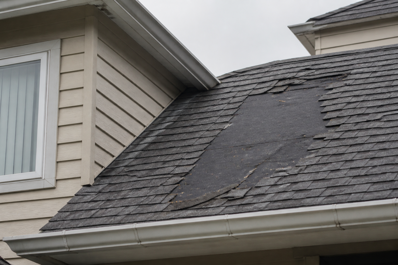 Primary problem-area detail before work on a roofing scenario typical of Coquitlam 1990s homes