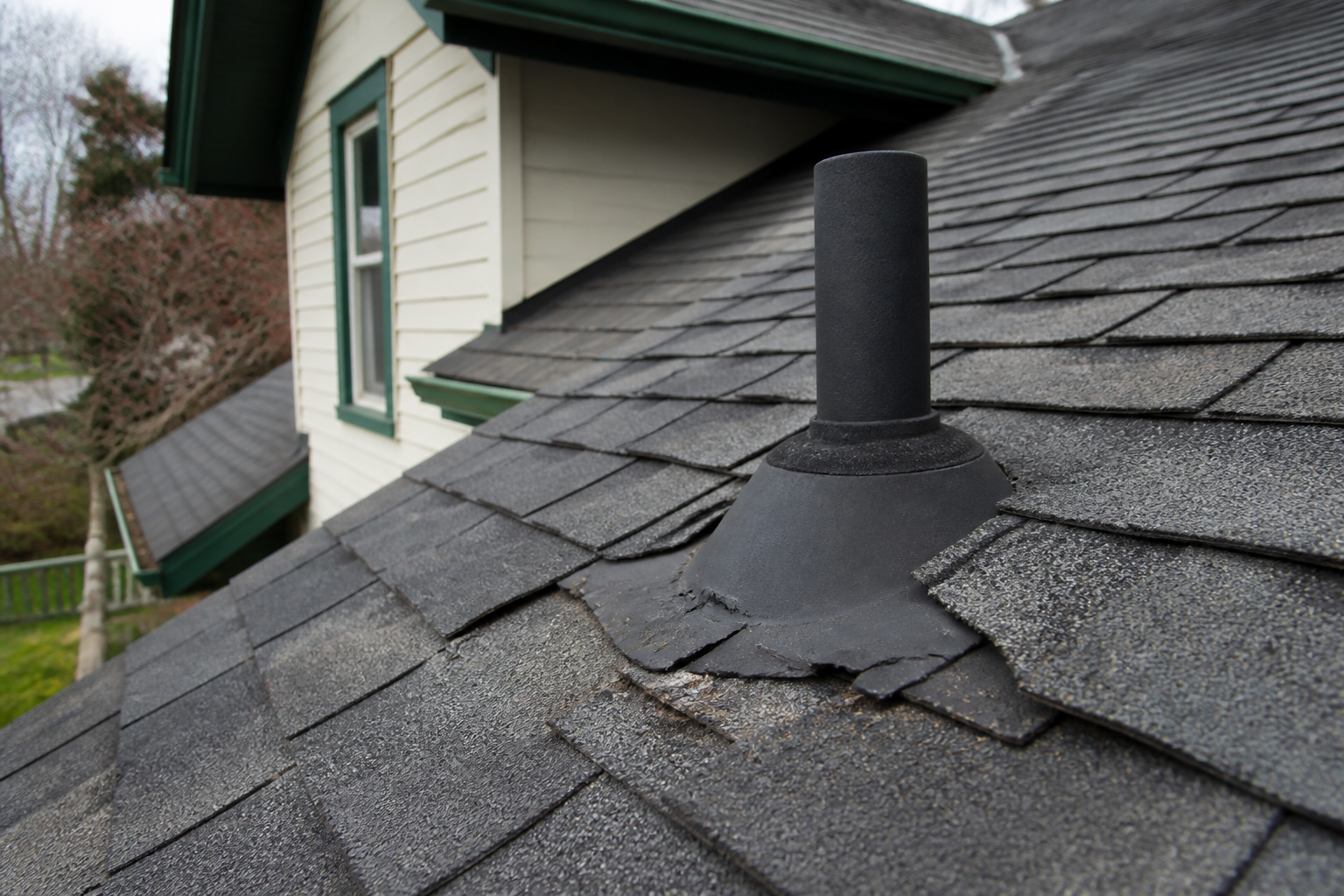 Primary problem-area detail before work on a roofing scenario typical of New Westminster heritage-style homes