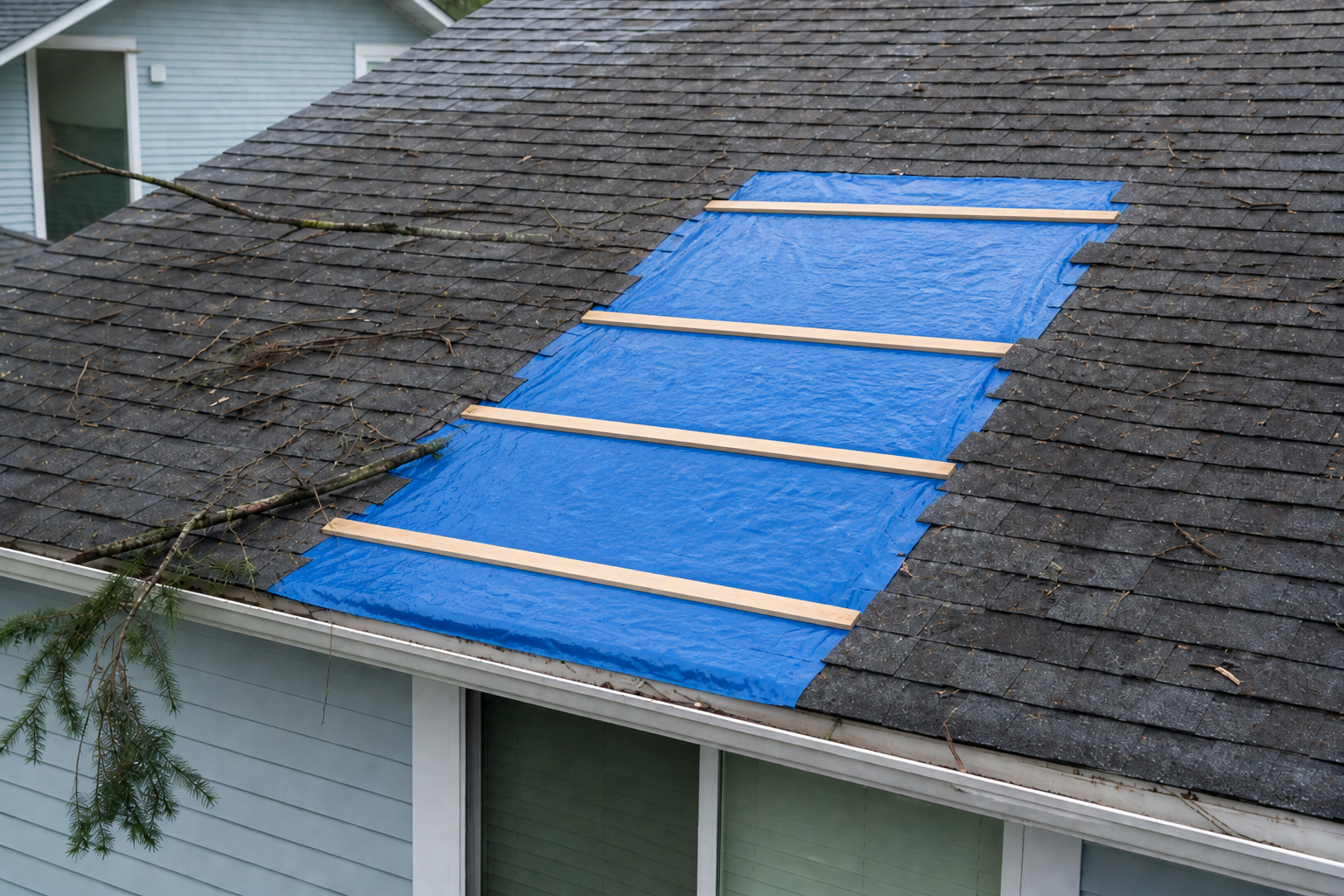 Matching repair or completion detail after work on a roofing scenario typical of Surrey storm-damaged homes
