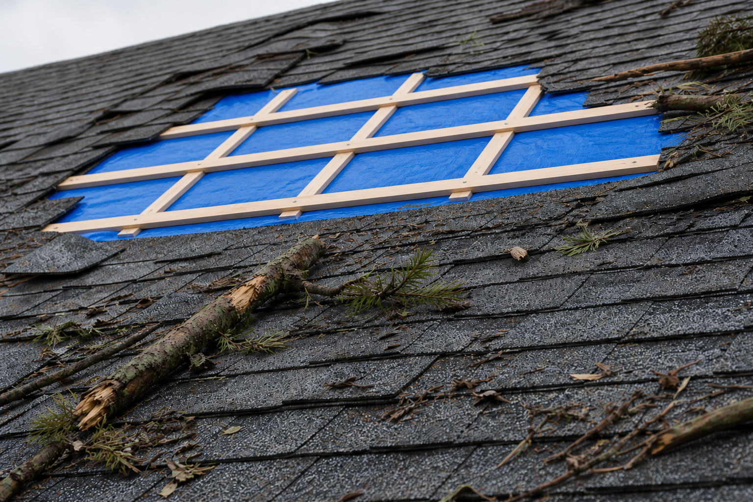Matching alternate angle after work on a roofing scenario typical of Surrey storm-damaged homes