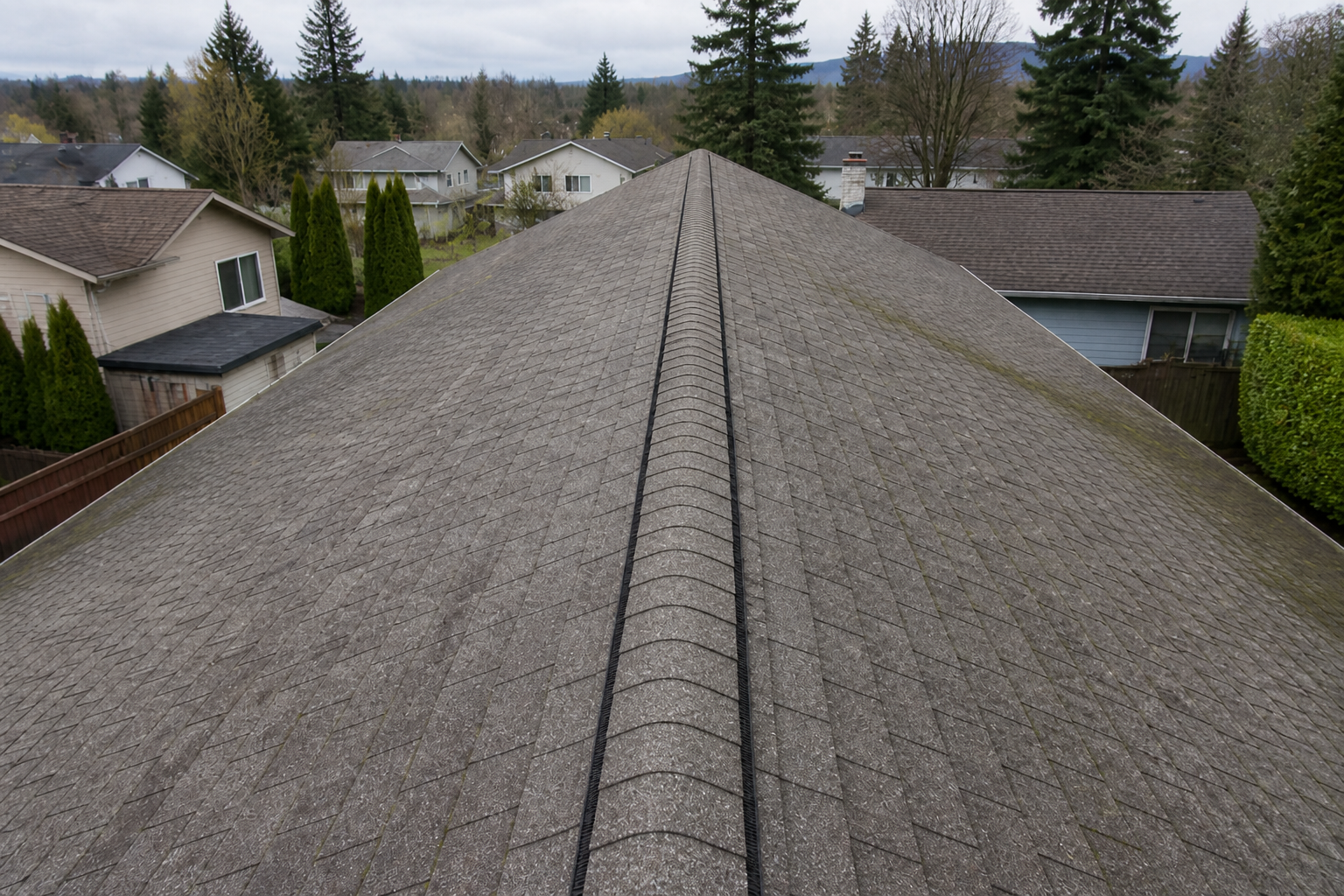 Matching alternate angle after work on a roofing scenario typical of Burnaby split-level homes